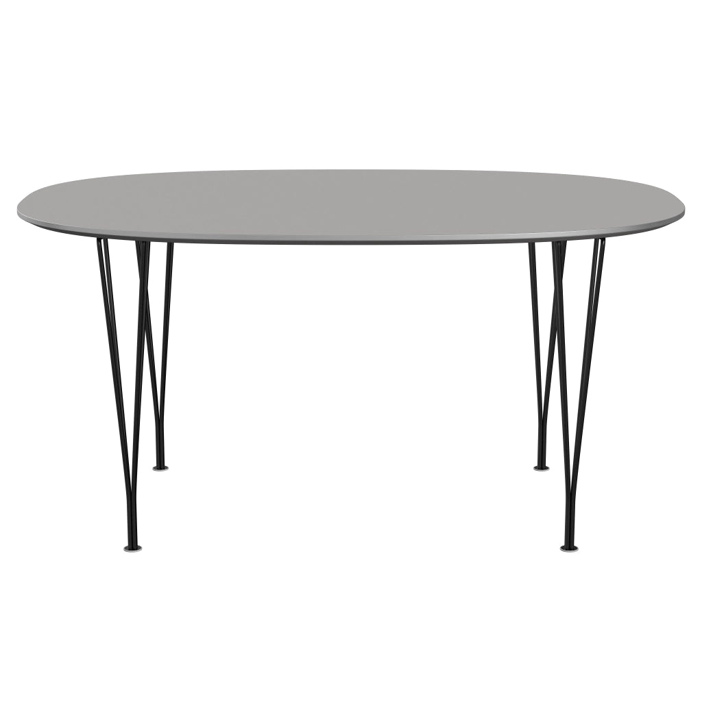 Superellipse™ - B612, Dining Table, 150 X 100 Cm (Table Height - 72 Cm) by Fritz Hansen #Fenix / Grey Efeso (725)/Brushed metal / Aluminium - Matt/Powder Coated Steel / Black (190)