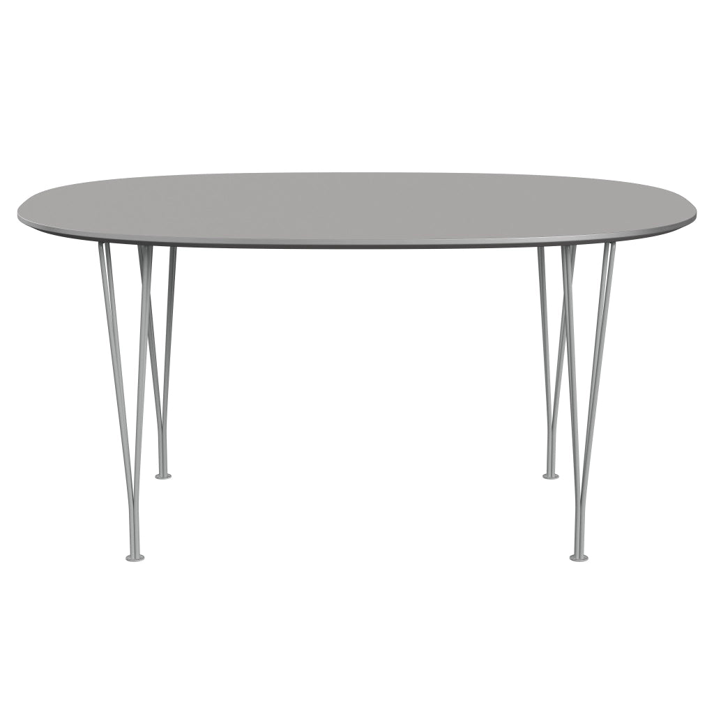 Superellipse™ - B612, Dining Table, 150 X 100 Cm (Table Height - 72 Cm) by Fritz Hansen #Fenix / Grey Efeso (725)/Brushed metal / Aluminium - Matt/Powder Coated Steel / Nine Grey (150)