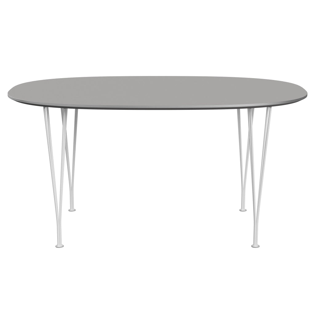 Superellipse™ - B612, Dining Table, 150 X 100 Cm (Table Height - 72 Cm) by Fritz Hansen #Fenix / Grey Efeso (725)/Brushed metal / Aluminium - Matt/Powder Coated Steel / White (100)