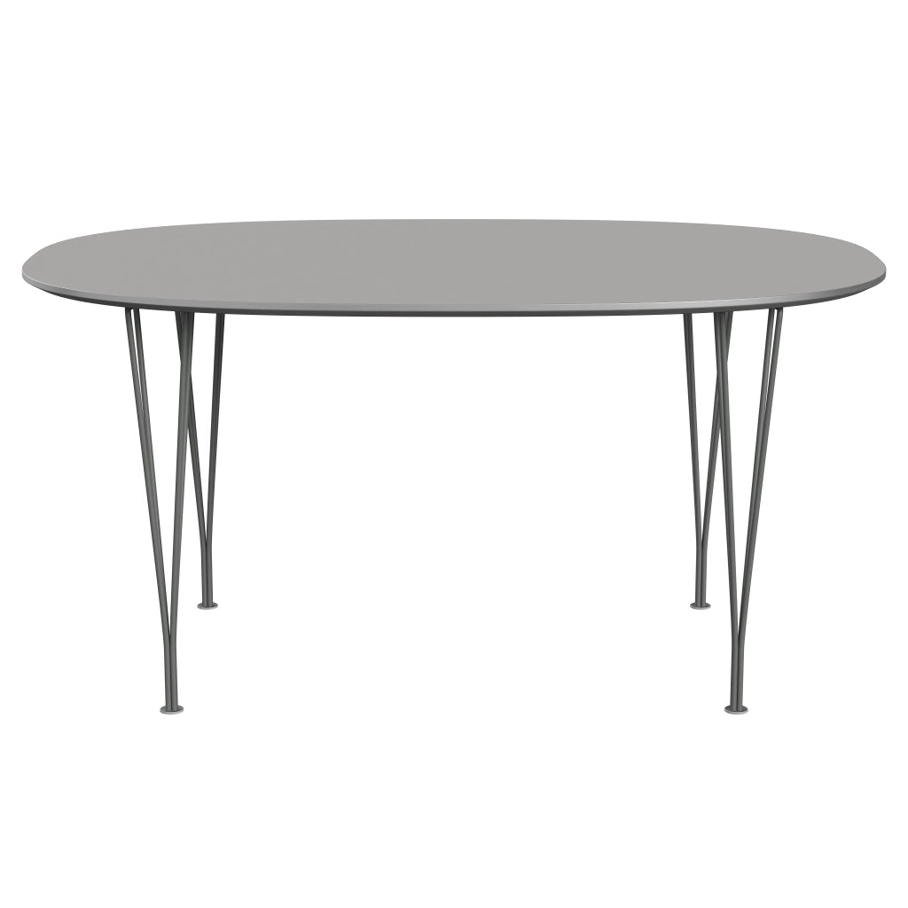 Superellipse™ - B612, Dining Table, 150 X 100 Cm (Table Height - 72 Cm) by Fritz Hansen #Fenix / Grey Efeso (725)/Brushed metal / Aluminium - Matt/Powder Coated Steel / Silver Grey (170)