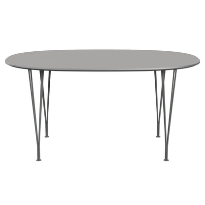 Superellipse™ - B612, Dining Table, 150 X 100 Cm (Table Height - 72 Cm) by Fritz Hansen #Fenix / Grey Efeso (725)/Brushed metal / Aluminium - Matt/Powder Coated Steel / Silver Grey (170)