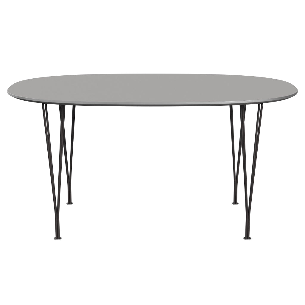 Superellipse™ - B612, Dining Table, 150 X 100 Cm (Table Height - 72 Cm) by Fritz Hansen #Fenix / Grey Efeso (725)/Brushed metal / Aluminium - Matt/Powder Coated Steel / Warm Graphite (180)