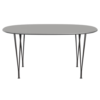 Superellipse™ - B612, Dining Table, 150 X 100 Cm (Table Height - 72 Cm) by Fritz Hansen #Fenix / Grey Efeso (725)/Brushed metal / Aluminium - Matt/Powder Coated Steel / Warm Graphite (180)