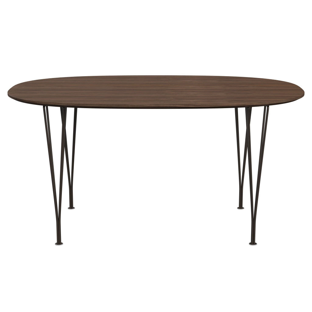 Superellipse™ - B612, Dining Table, 150 X 100 Cm (Table Height - 72 Cm) by Fritz Hansen #Clear Lacquered Veneer / Walnut (80)/Clear Lacquered Veneer / Walnut (80)/Powder Coated Steel / Brown Bronze (390)