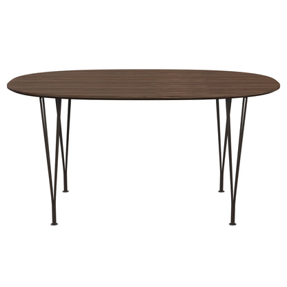 Superellipse™ - B612, Dining Table, 150 X 100 Cm (Table Height - 72 Cm) by Fritz Hansen #Clear Lacquered Veneer / Walnut (80)/Clear Lacquered Veneer / Walnut (80)/Powder Coated Steel / Brown Bronze (390)