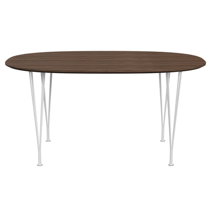 Superellipse™ - B612, Dining Table, 150 X 100 Cm (Table Height - 72 Cm) by Fritz Hansen #Clear Lacquered Veneer / Walnut (80)/Clear Lacquered Veneer / Walnut (80)/Powder Coated Steel / White (100)