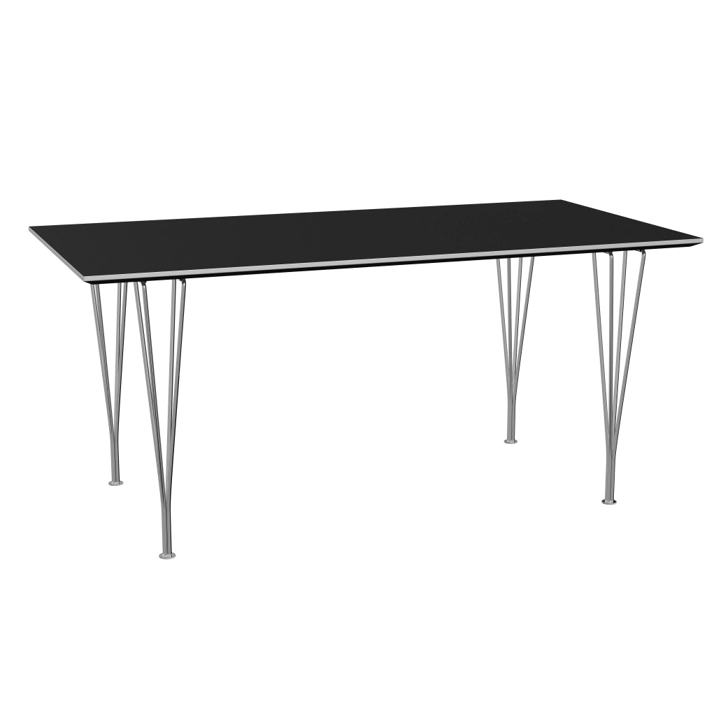 Rectangular - B638, Dining Table, 160 x 80 cm (Table Height - 72 cm) by Fritz Hansen #Fenix / Black (720)/Brushed metal / Aluminium - Matt/Steel / Chrome