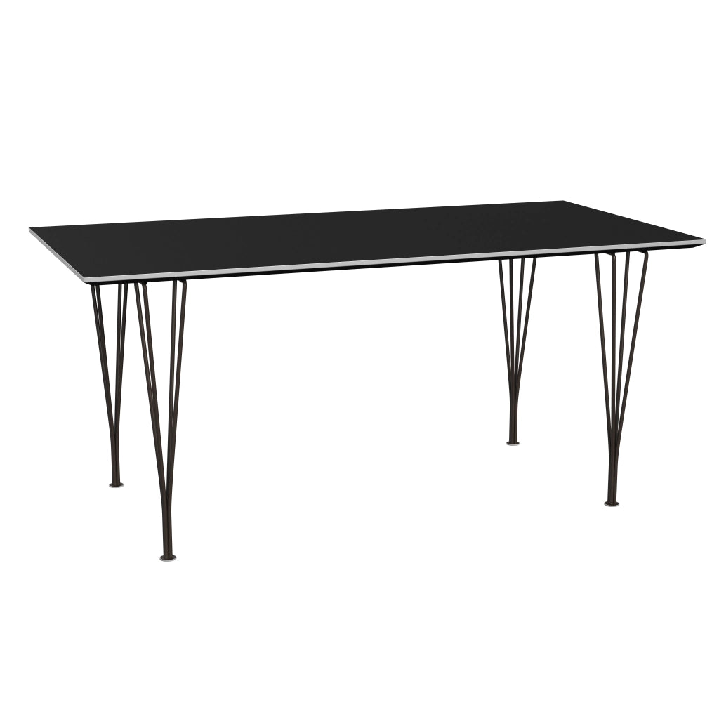 Rectangular - B638, Dining Table, 160 x 80 cm (Table Height - 72 cm) by Fritz Hansen #Fenix / Black (720)/Brushed metal / Aluminium - Matt/Powder Coated Steel / Brown Bronze (390)