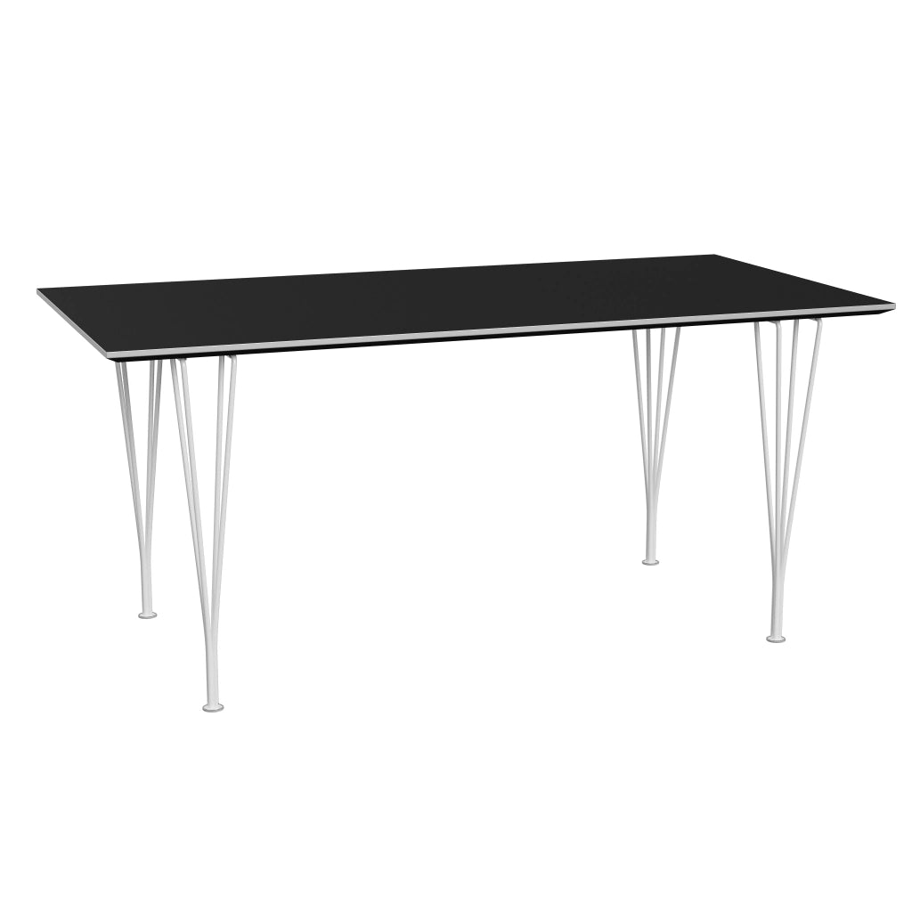 Rectangular - B638, Dining Table, 160 x 80 cm (Table Height - 72 cm) by Fritz Hansen #Fenix / Black (720)/Brushed metal / Aluminium - Matt/Powder Coated Steel / White (100)