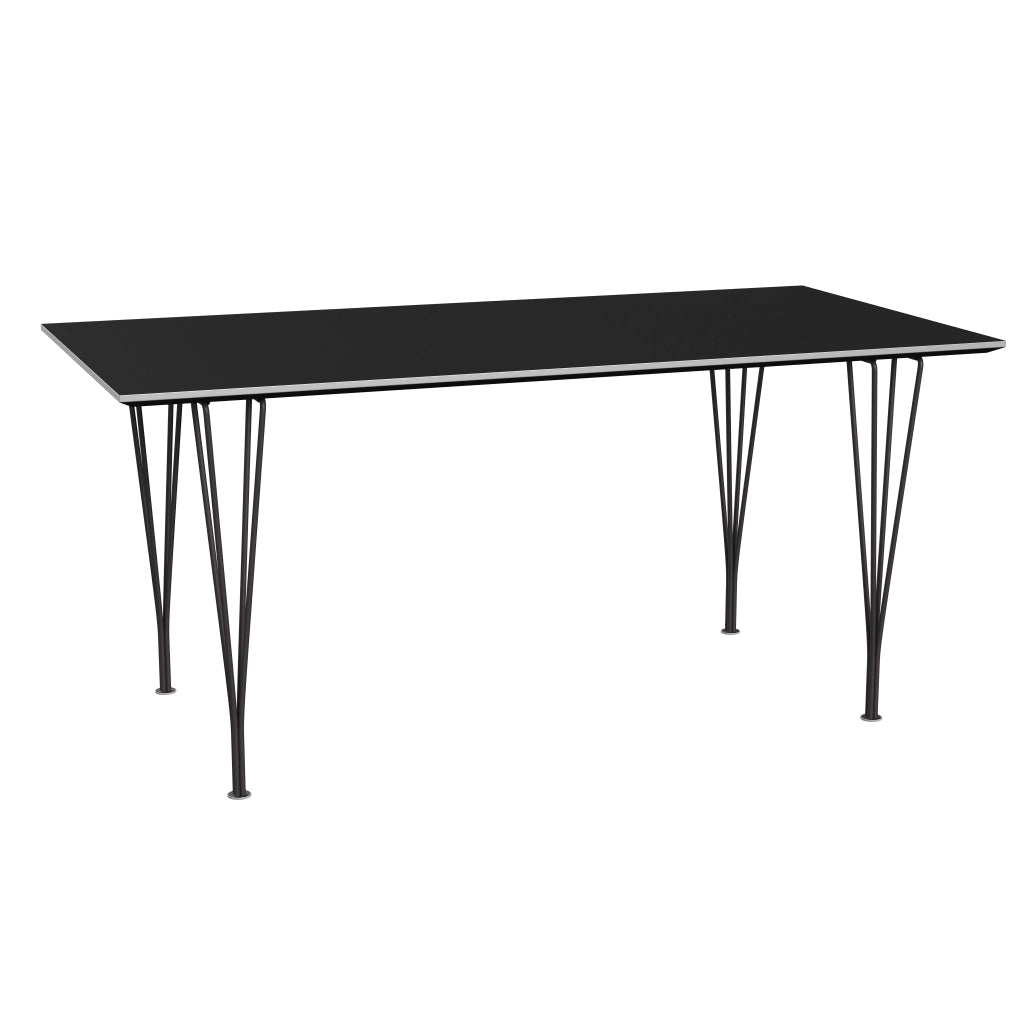 Rectangular - B638, Dining Table, 160 x 80 cm (Table Height - 72 cm) by Fritz Hansen #Fenix / Black (720)/Brushed metal / Aluminium - Matt/Powder Coated Steel / Warm Graphite (180)