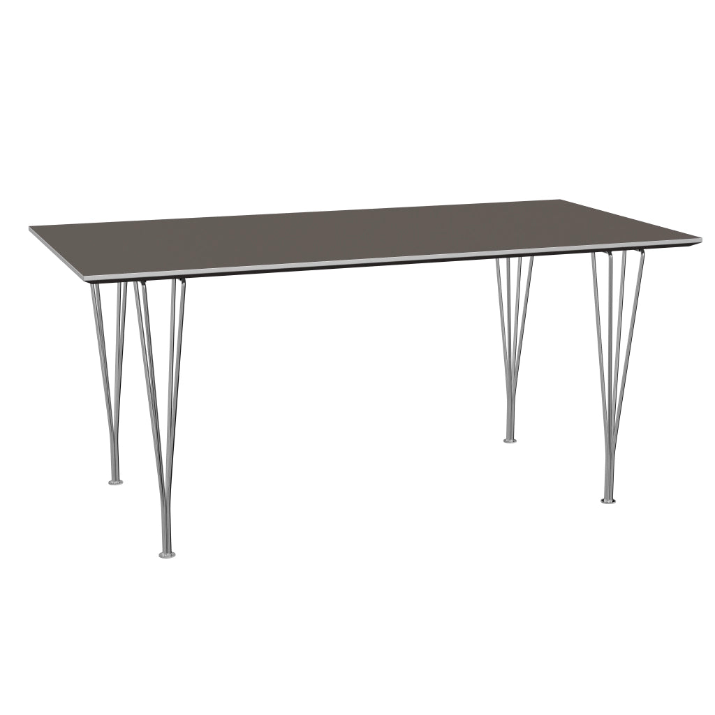 Rectangular - B638, Dining Table, 160 x 80 cm (Table Height - 72 cm) by Fritz Hansen #Fenix / Grey (718)/Brushed metal / Aluminium - Matt/Steel / Chrome