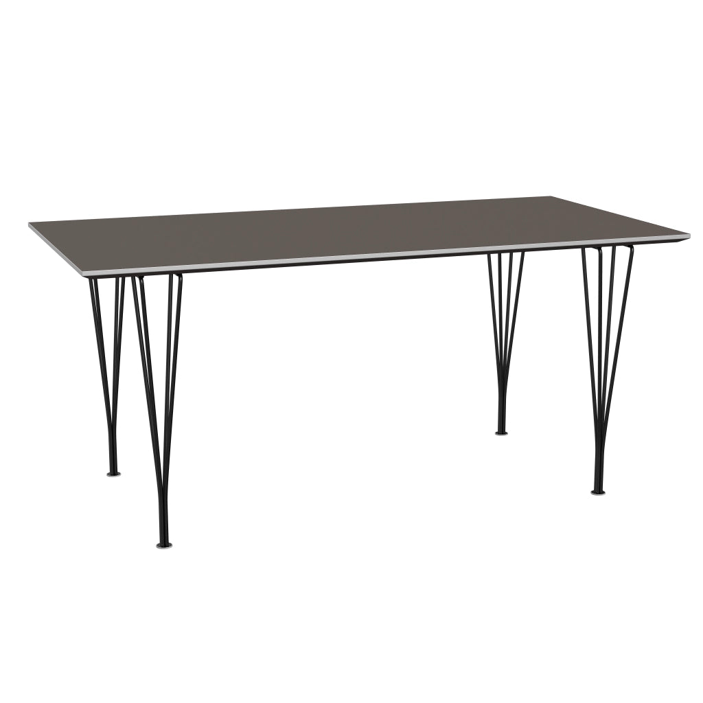 Rectangular - B638, Dining Table, 160 x 80 cm (Table Height - 72 cm) by Fritz Hansen #Fenix / Grey (718)/Brushed metal / Aluminium - Matt/Powder Coated Steel / Black (190)