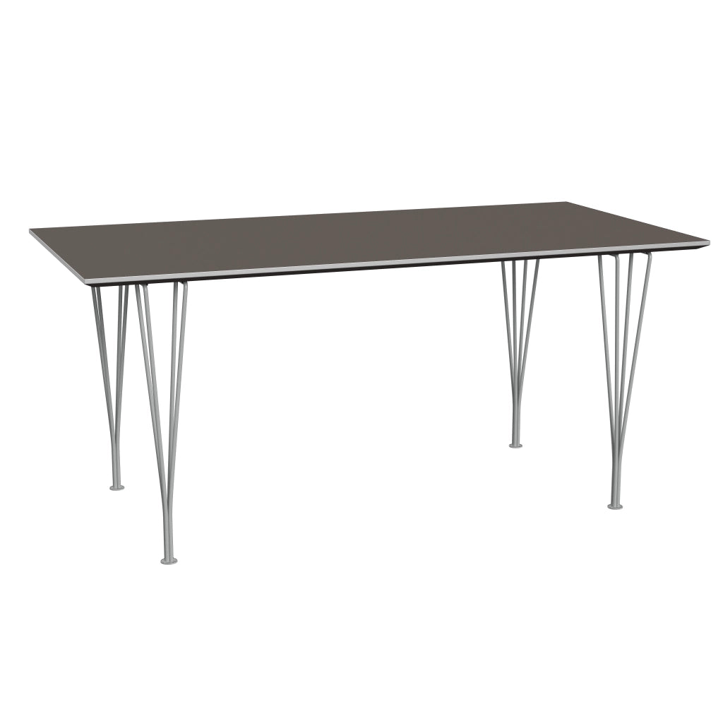 Rectangular - B638, Dining Table, 160 x 80 cm (Table Height - 72 cm) by Fritz Hansen #Fenix / Grey (718)/Brushed metal / Aluminium - Matt/Powder Coated Steel / Nine Grey (150)