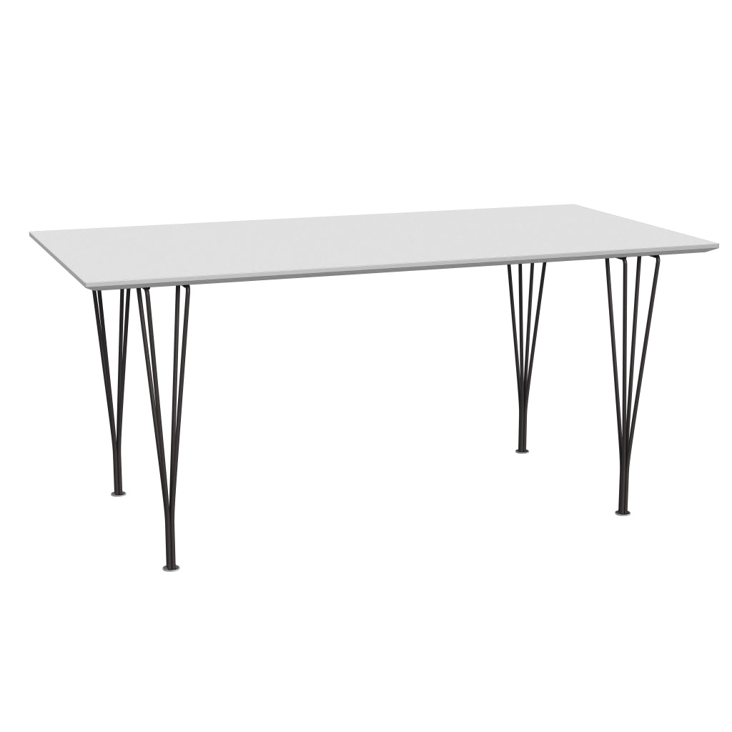 Rectangular - B638, Dining Table, 160 x 80 cm (Table Height - 72 cm) by Fritz Hansen #Fenix / White (032)/Brushed metal / Aluminium - Matt/Powder Coated Steel / Warm Graphite (180)