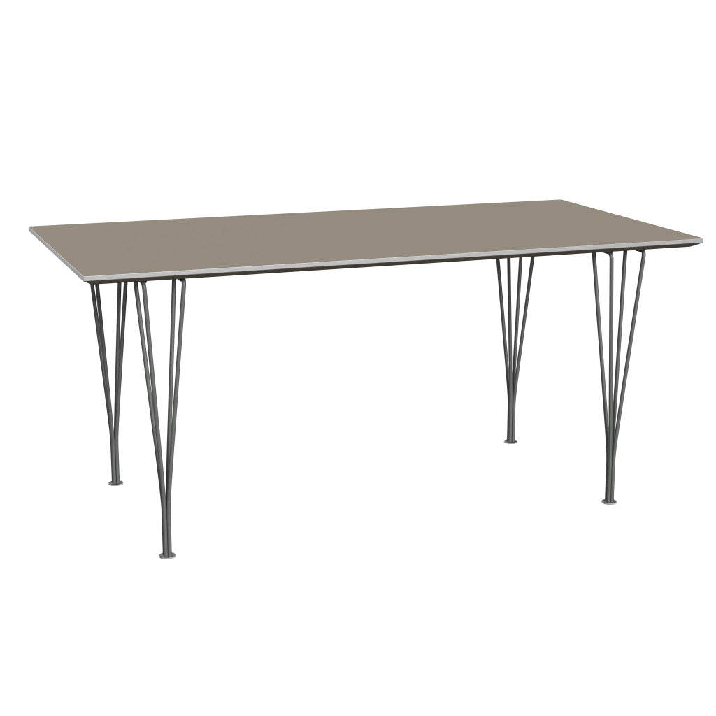 Rectangular - B638, Dining Table, 160 x 80 cm (Table Height - 72 cm) by Fritz Hansen #Fenix / Brown Ottawa (717)/Brushed metal / Aluminium - Matt/Powder Coated Steel / Silver Grey (170)