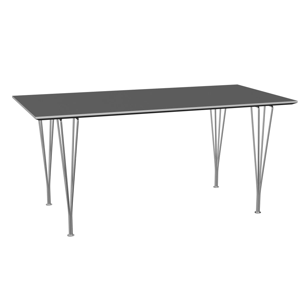 Rectangular - B638, Dining Table, 160 x 80 cm (Table Height - 72 cm) by Fritz Hansen #Fenix / Grey Bromo (724)/Brushed metal / Aluminium - Matt/Steel / Chrome