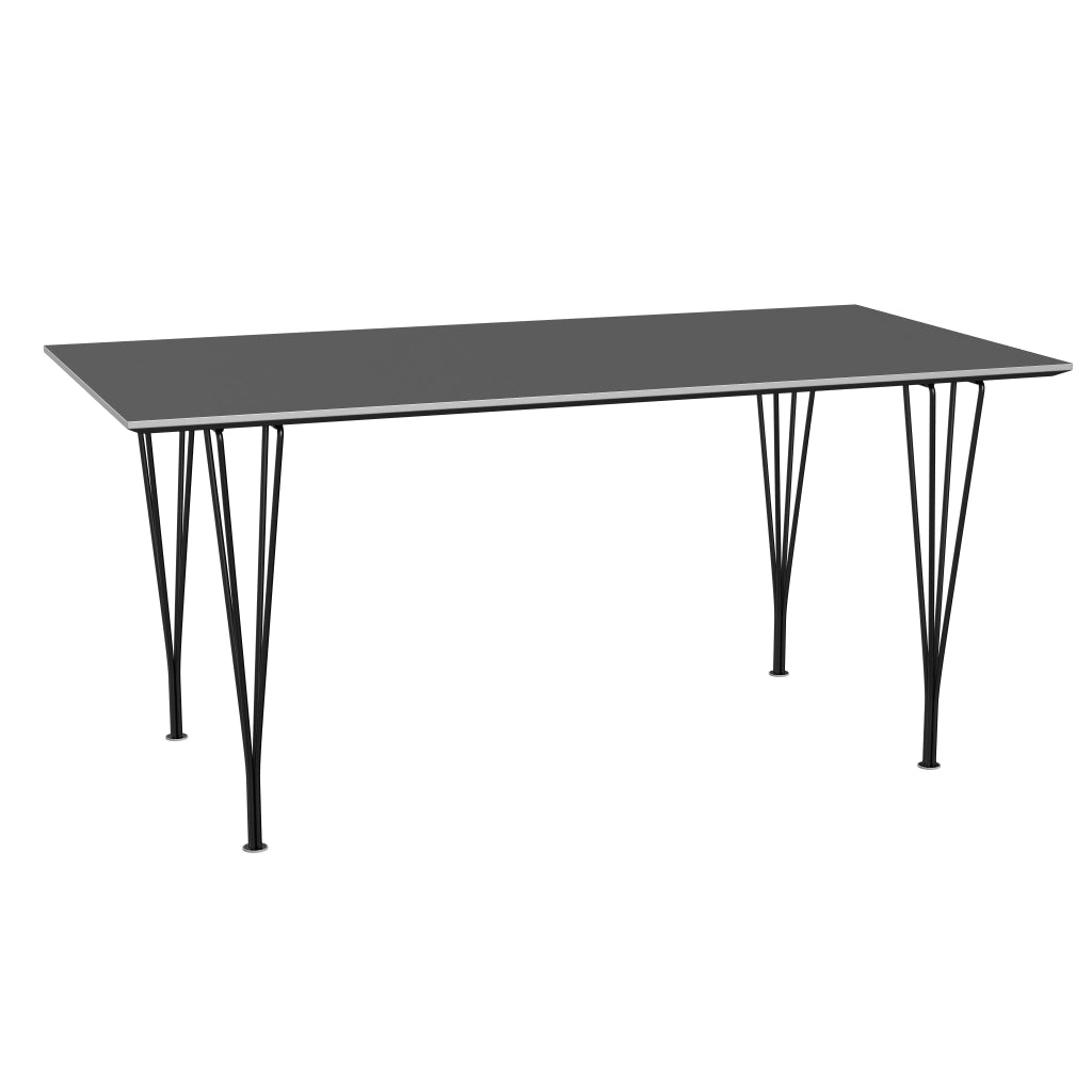 Rectangular - B638, Dining Table, 160 x 80 cm (Table Height - 72 cm) by Fritz Hansen #Fenix / Grey Bromo (724)/Brushed metal / Aluminium - Matt/Powder Coated Steel / Black (190)