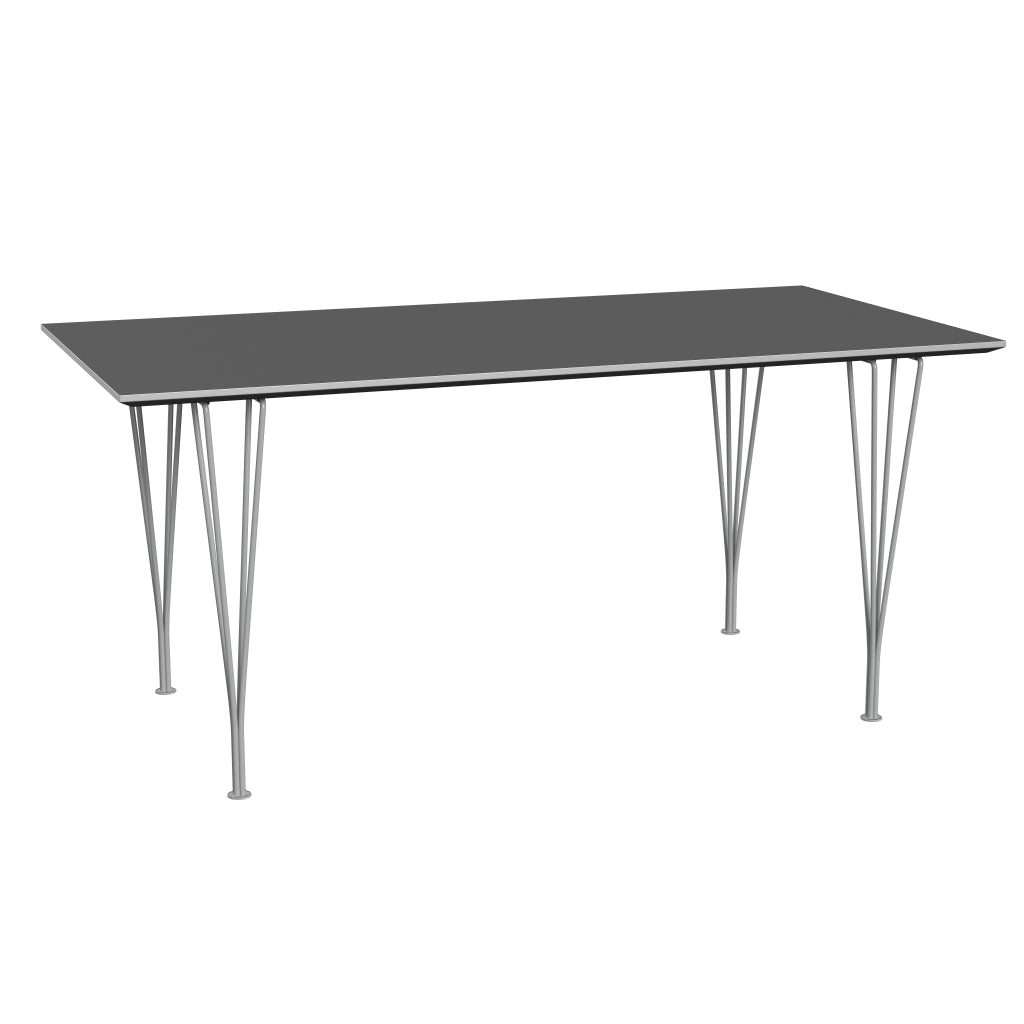 Rectangular - B638, Dining Table, 160 x 80 cm (Table Height - 72 cm) by Fritz Hansen #Fenix / Grey Bromo (724)/Brushed metal / Aluminium - Matt/Powder Coated Steel / Nine Grey (150)