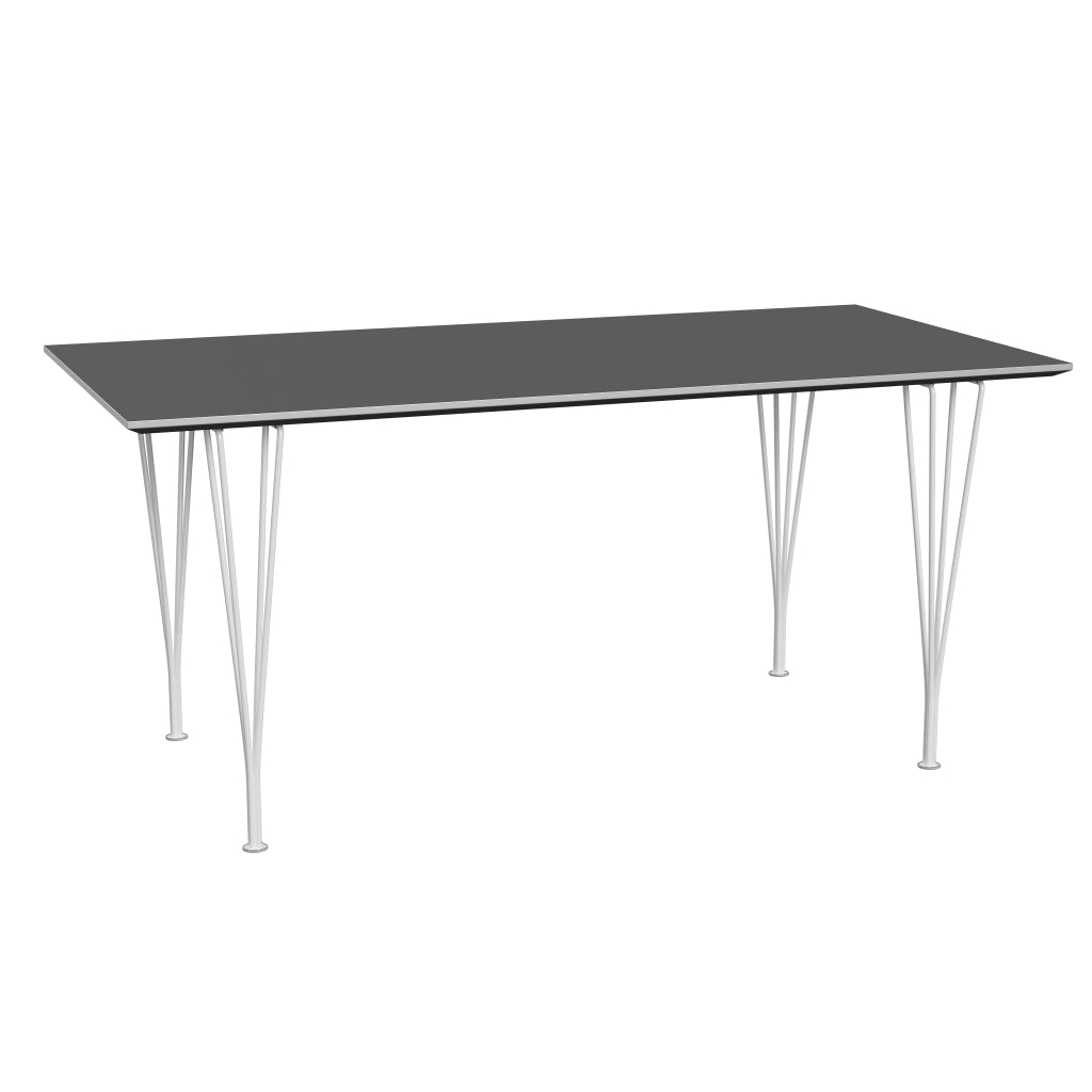 Rectangular - B638, Dining Table, 160 x 80 cm (Table Height - 72 cm) by Fritz Hansen #Fenix / Grey Bromo (724)/Brushed metal / Aluminium - Matt/Powder Coated Steel / White (100)