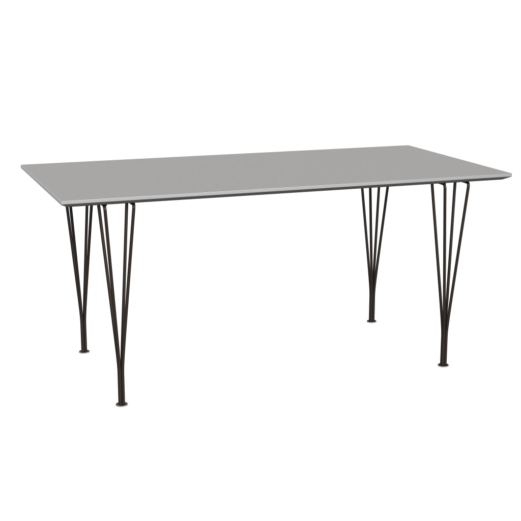 Rectangular - B638, Dining Table, 160 x 80 cm (Table Height - 72 cm) by Fritz Hansen #Fenix / Grey Efeso (725)/Brushed metal / Aluminium - Matt/Powder Coated Steel / Brown Bronze (390)