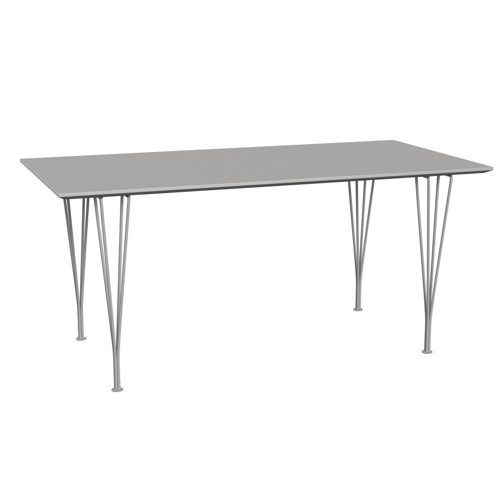 Rectangular - B638, Dining Table, 160 x 80 cm (Table Height - 72 cm) by Fritz Hansen #Fenix / Grey Efeso (725)/Brushed metal / Aluminium - Matt/Powder Coated Steel / Nine Grey (150)