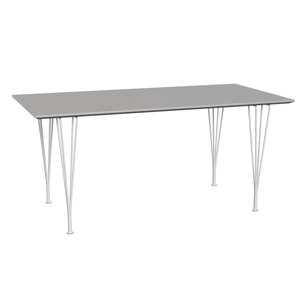 Rectangular - B638, Dining Table, 160 x 80 cm (Table Height - 72 cm) by Fritz Hansen #Fenix / Grey Efeso (725)/Brushed metal / Aluminium - Matt/Powder Coated Steel / White (100)