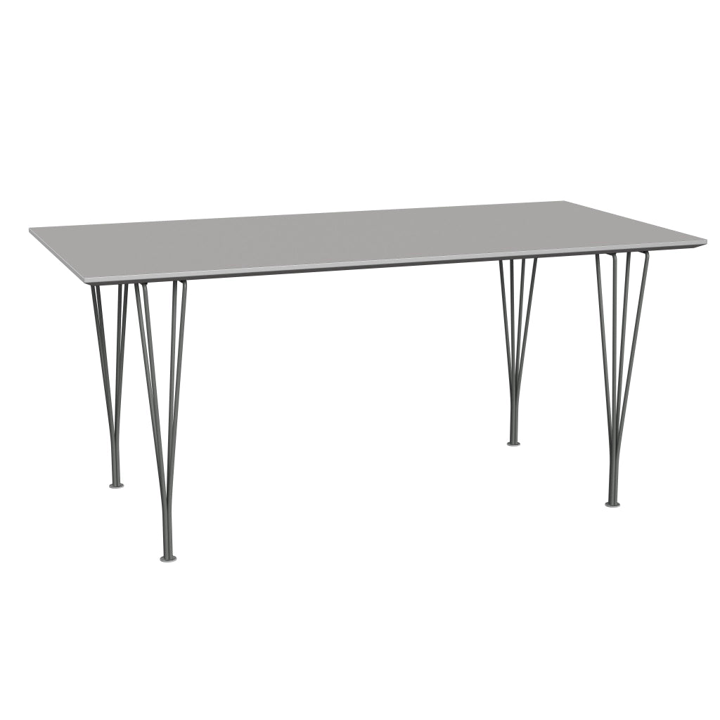 Rectangular - B638, Dining Table, 160 x 80 cm (Table Height - 72 cm) by Fritz Hansen #Fenix / Grey Efeso (725)/Brushed metal / Aluminium - Matt/Powder Coated Steel / Silver Grey (170)