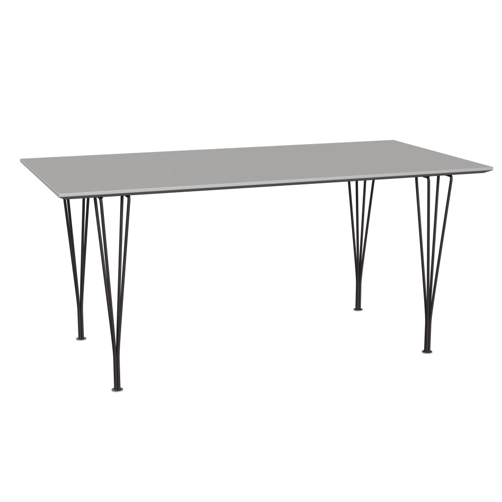 Rectangular - B638, Dining Table, 160 x 80 cm (Table Height - 72 cm) by Fritz Hansen #Fenix / Grey Efeso (725)/Brushed metal / Aluminium - Matt/Powder Coated Steel / Warm Graphite (180)