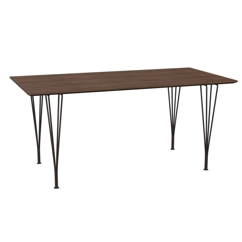 Rectangular - B638, Dining Table, 160 x 80 cm (Table Height - 72 cm) by Fritz Hansen #Clear Lacquered Veneer / Walnut (80)/Clear Lacquered Veneer / Walnut (80)/Powder Coated Steel / Brown Bronze (390)