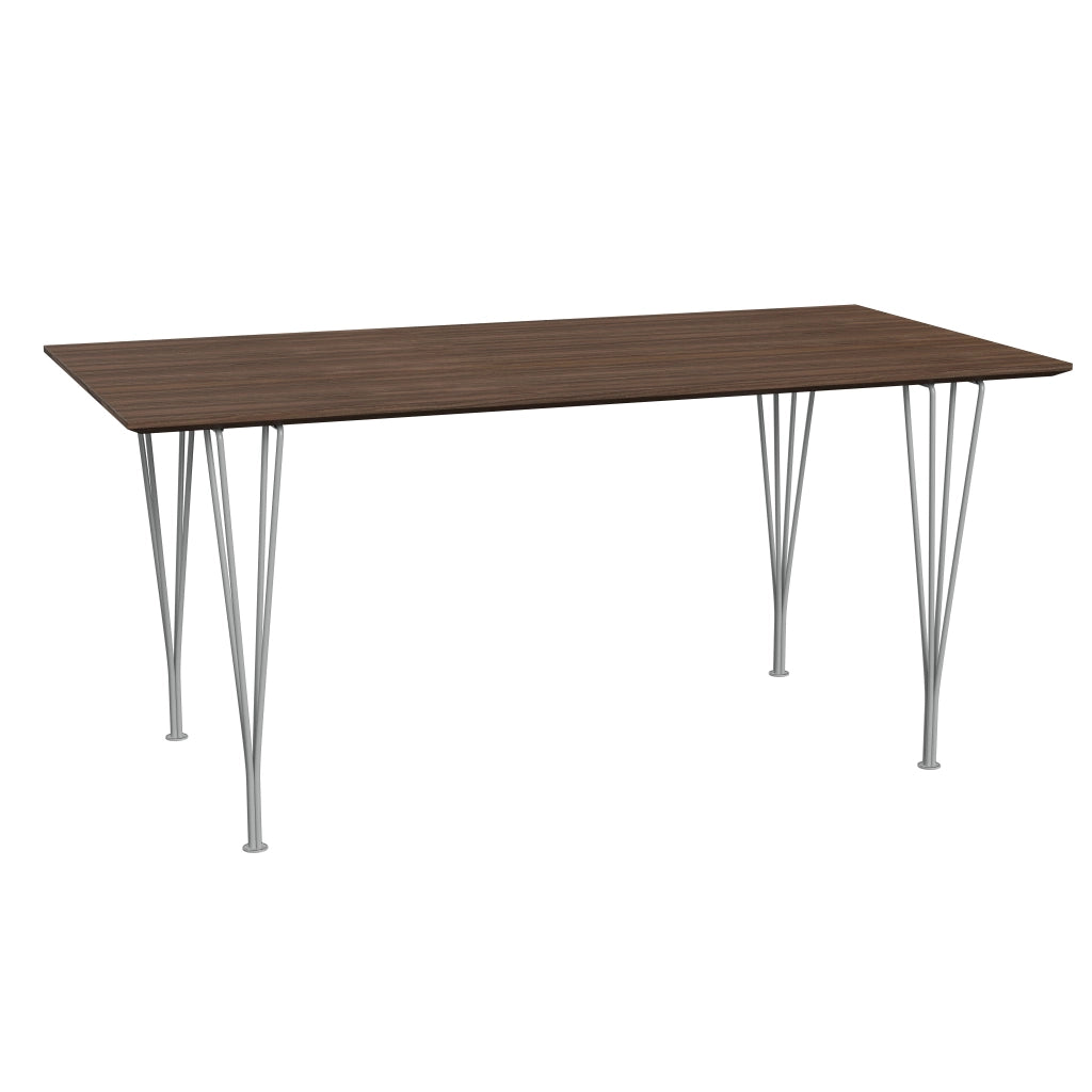 Rectangular - B638, Dining Table, 160 x 80 cm (Table Height - 72 cm) by Fritz Hansen #Clear Lacquered Veneer / Walnut (80)/Clear Lacquered Veneer / Walnut (80)/Powder Coated Steel / Nine Grey (150)