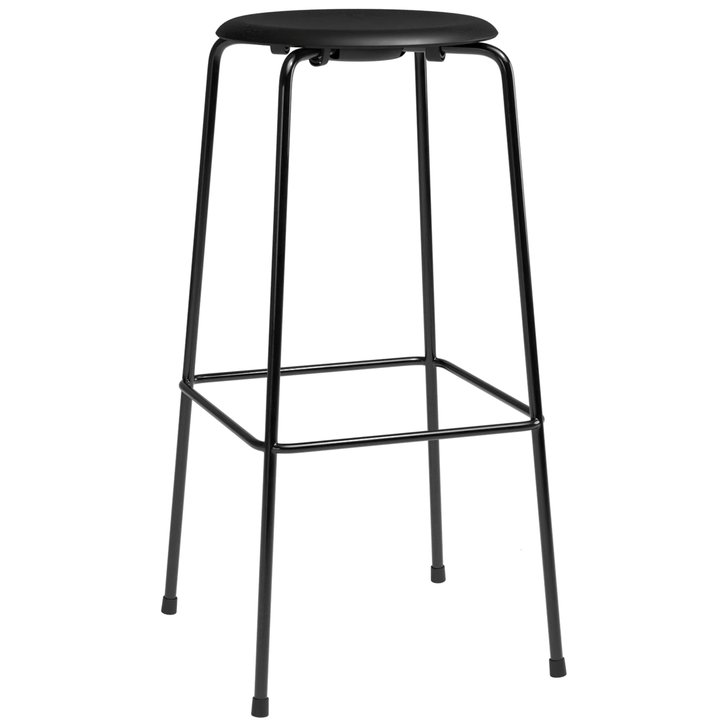 High Dot™ - M3170 Bar Stool W. 4 Legs by Fritz Hansen #M3170 Bar stool w. 4 legs / Intense Leather / Black / Powder Coated Steel / Black (190)