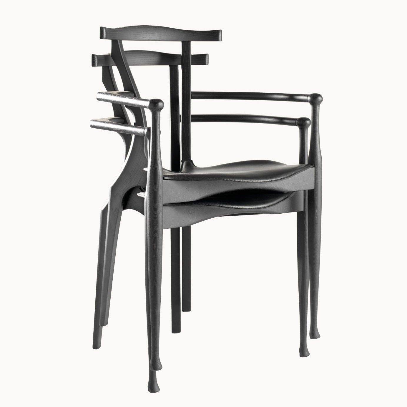 Stackable Ash Chair With Armrests Gaulino by Bd Barcelona Design #Black