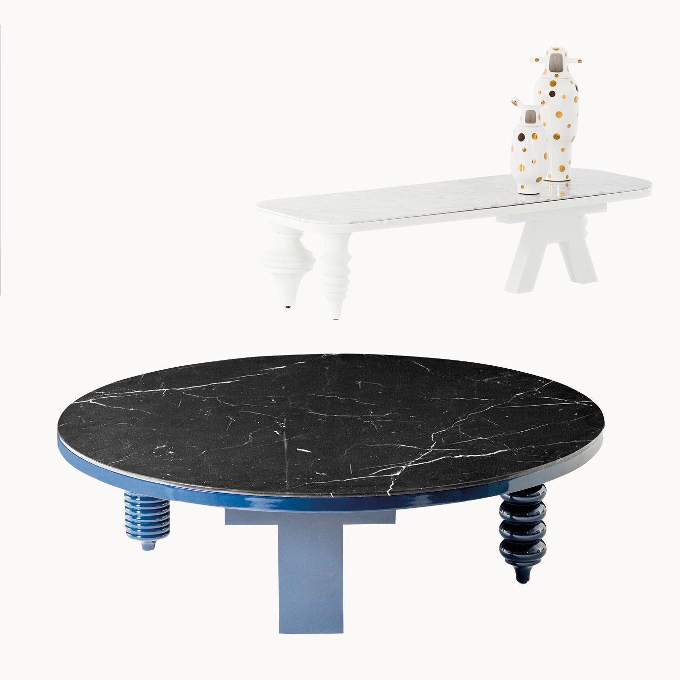 Round Low Marble Coffee Table Multileg by Bd Barcelona Design