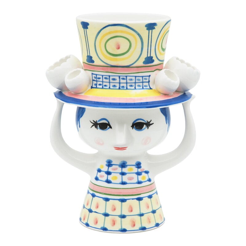 Lady with Hat vase by Bjørn Wiinblad #20,5 cm, blue #