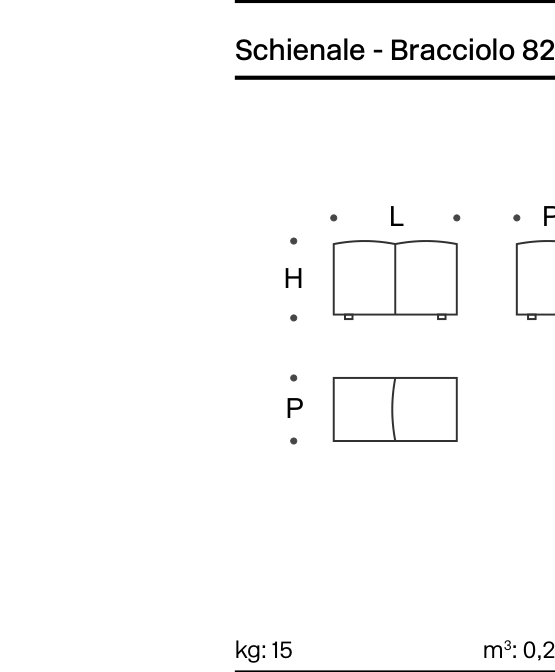 Pixel Backrest-Armrest 82x40 H52 - Cover Technical Drawing