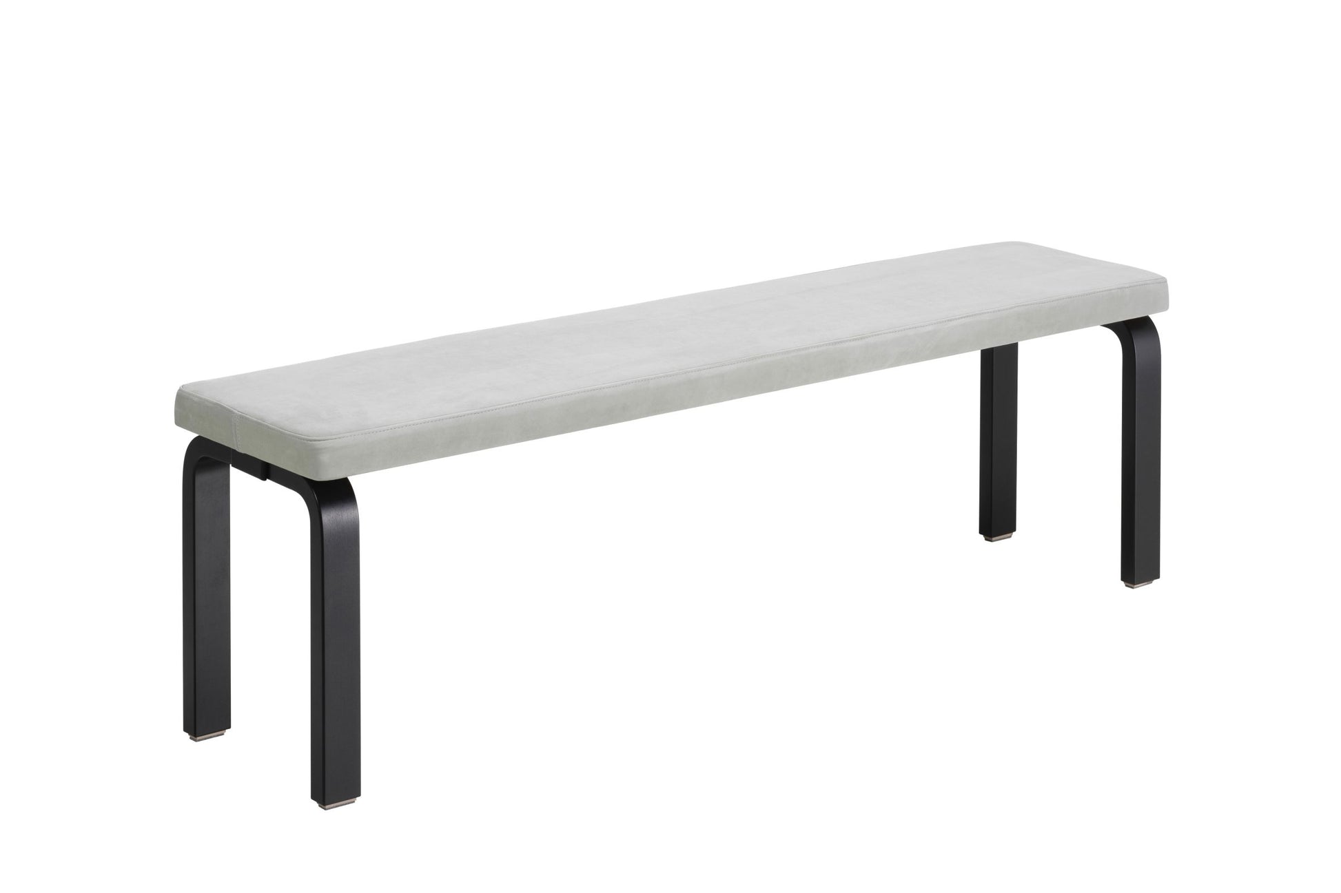 Aalto bench 168B Upholstered - black lacquered / Leather