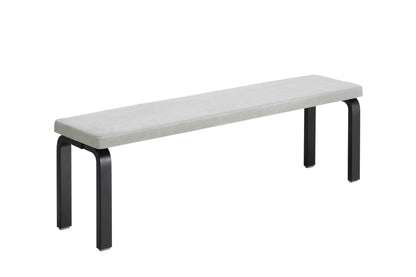 Aalto bench 168B Upholstered - black lacquered / Leather