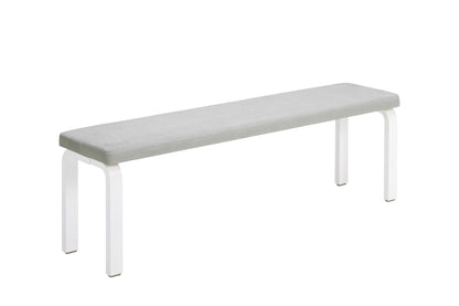 Aalto bench 168B Upholstered - white lacquered / Leather
