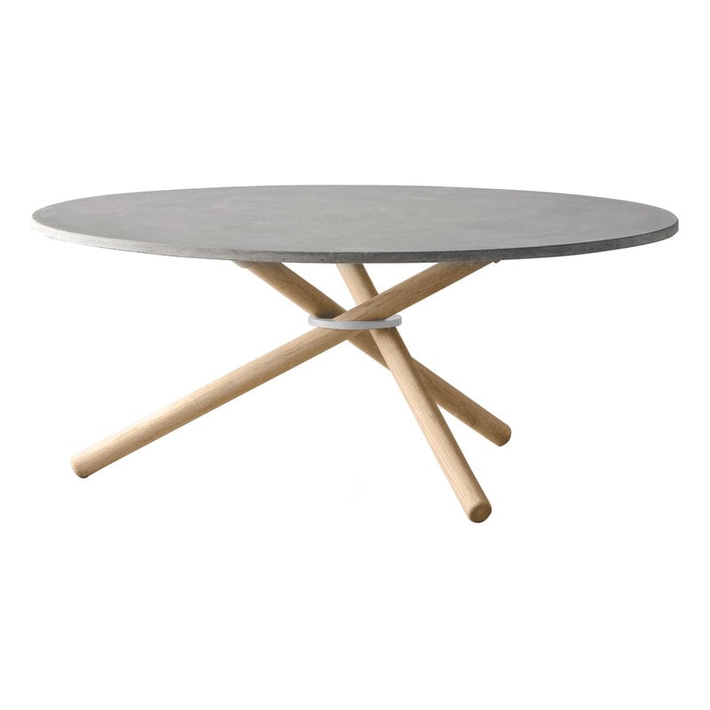 Bertha coffee table by Eberhart Furniture #90 cm, light concrete - light oak #