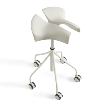 Trestle-Based Office Stool With Castors Binaria by Bd Barcelona Design #White