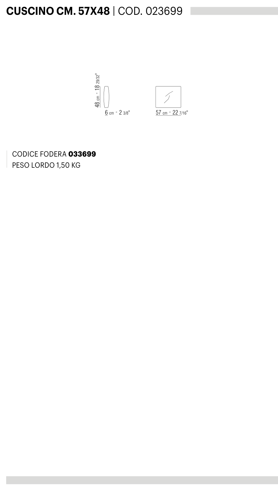 ADDA CUSCINO CM. 57X48 도면 technical drawing
