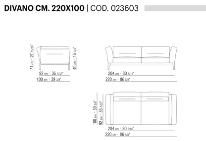 ADDA DIVANO CM. 220X100 도면 technical drawing