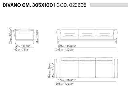 ADDA DIVANO CM. 305X100 도면 technical drawing