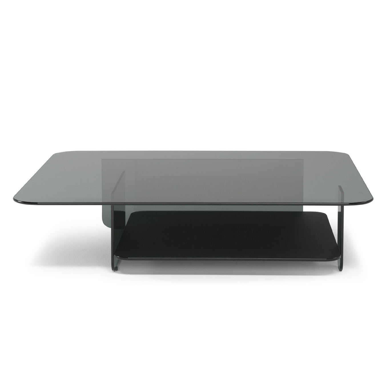 CAVA - Rectangular glass coffee table with integrated magazine rack