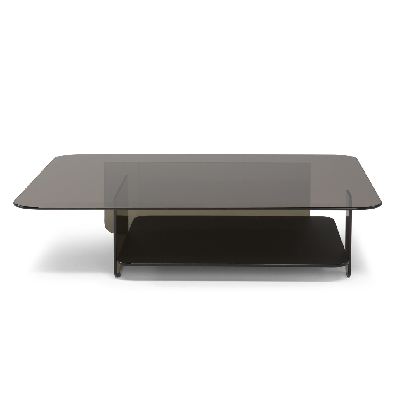 CAVA - Rectangular glass coffee table with integrated magazine rack