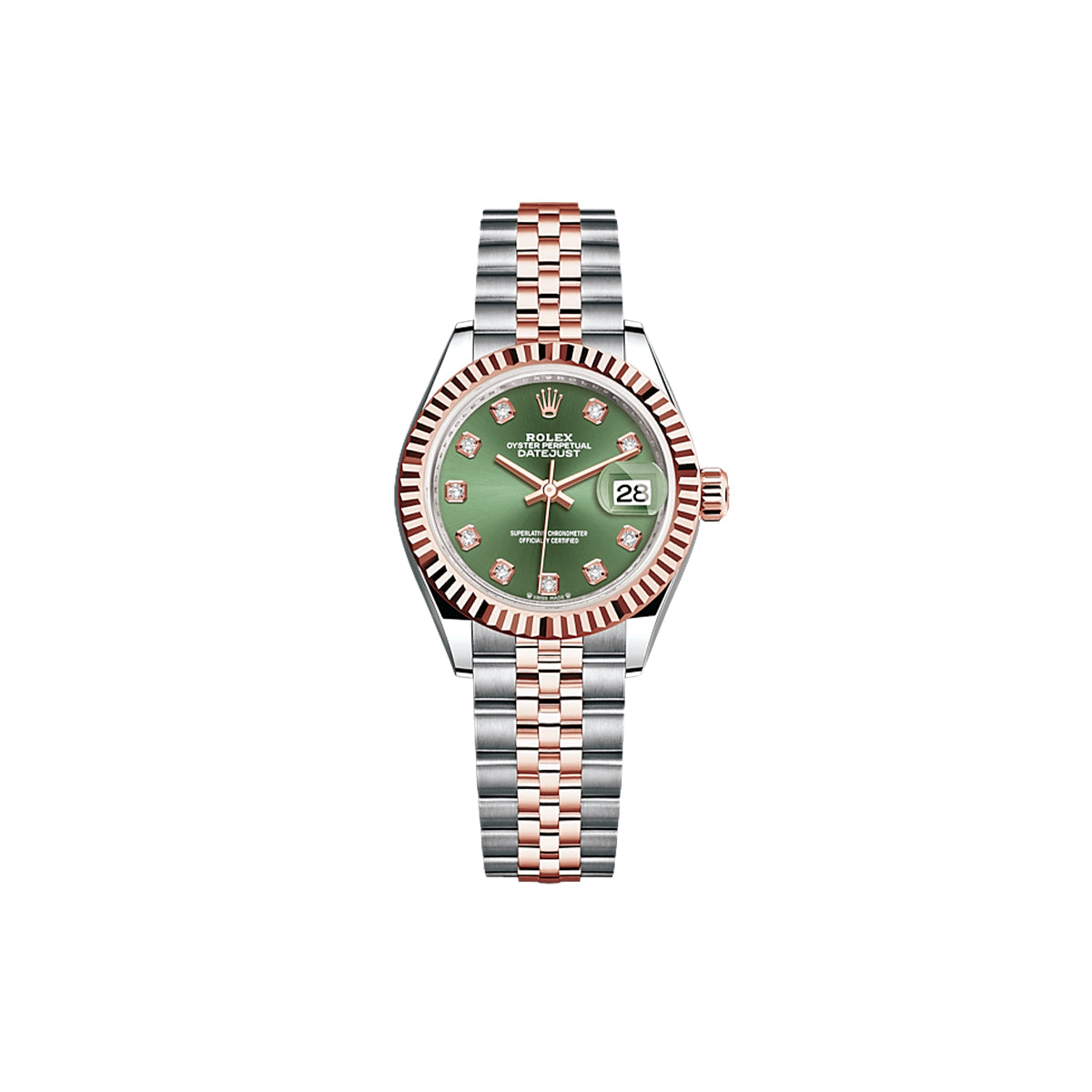 [빈티지/매장즉시발송] Rolex® Lady-Datejust 28 (28mm | 올리브 그린 다이얼 | 다이아몬드 세팅 인덱스 | 플루쥬빌)