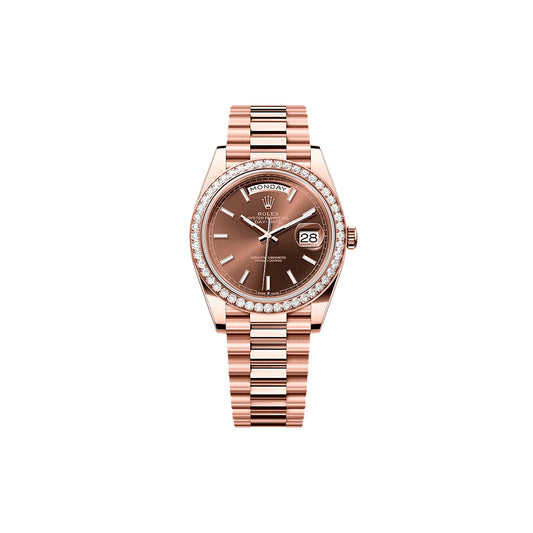 [빈티지/매장즉시발송] Rolex® Day-Date 40 (40mm | 초콜릿 다이얼 | 다이아몬드 세팅 인덱스 | 프레지던트 브레이슬릿)