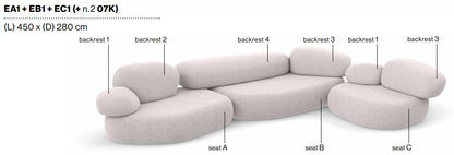 PEBBLE RUBBLE - Sectional modular sofa