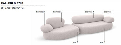 PEBBLE RUBBLE - Sectional modular sofa