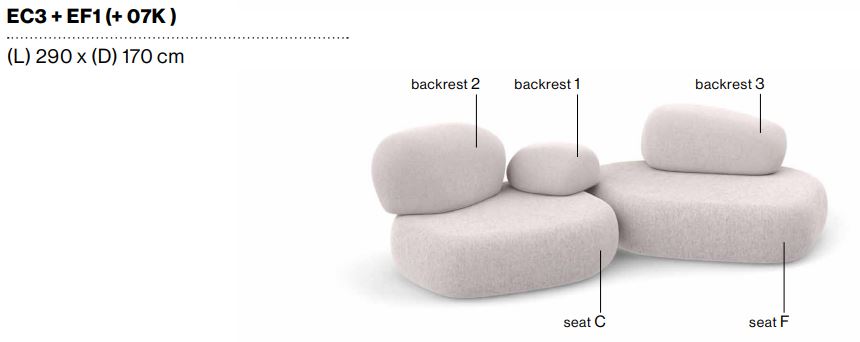 PEBBLE RUBBLE - Sectional modular sofa